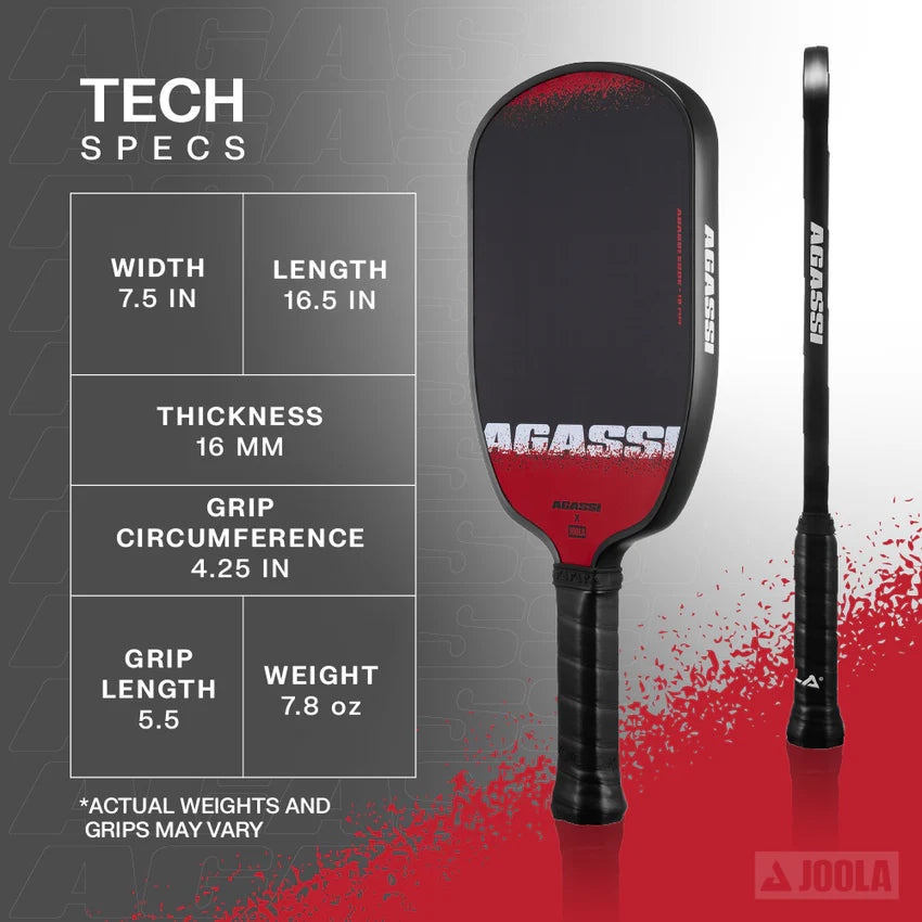 JOOLA Pickleball Paddle Agassi Edge 16mm